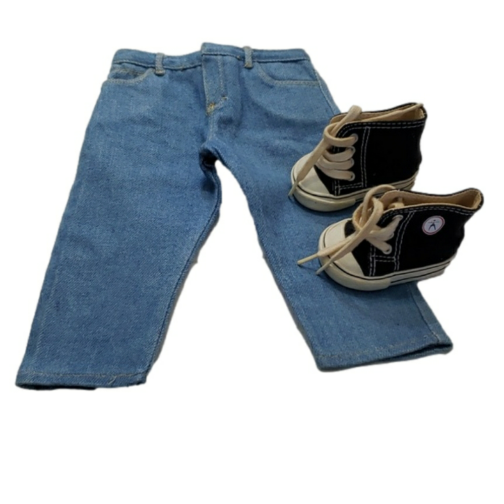 American Girl Pleasant Company High Top Sneakers & Blue Basic Jeans Today School